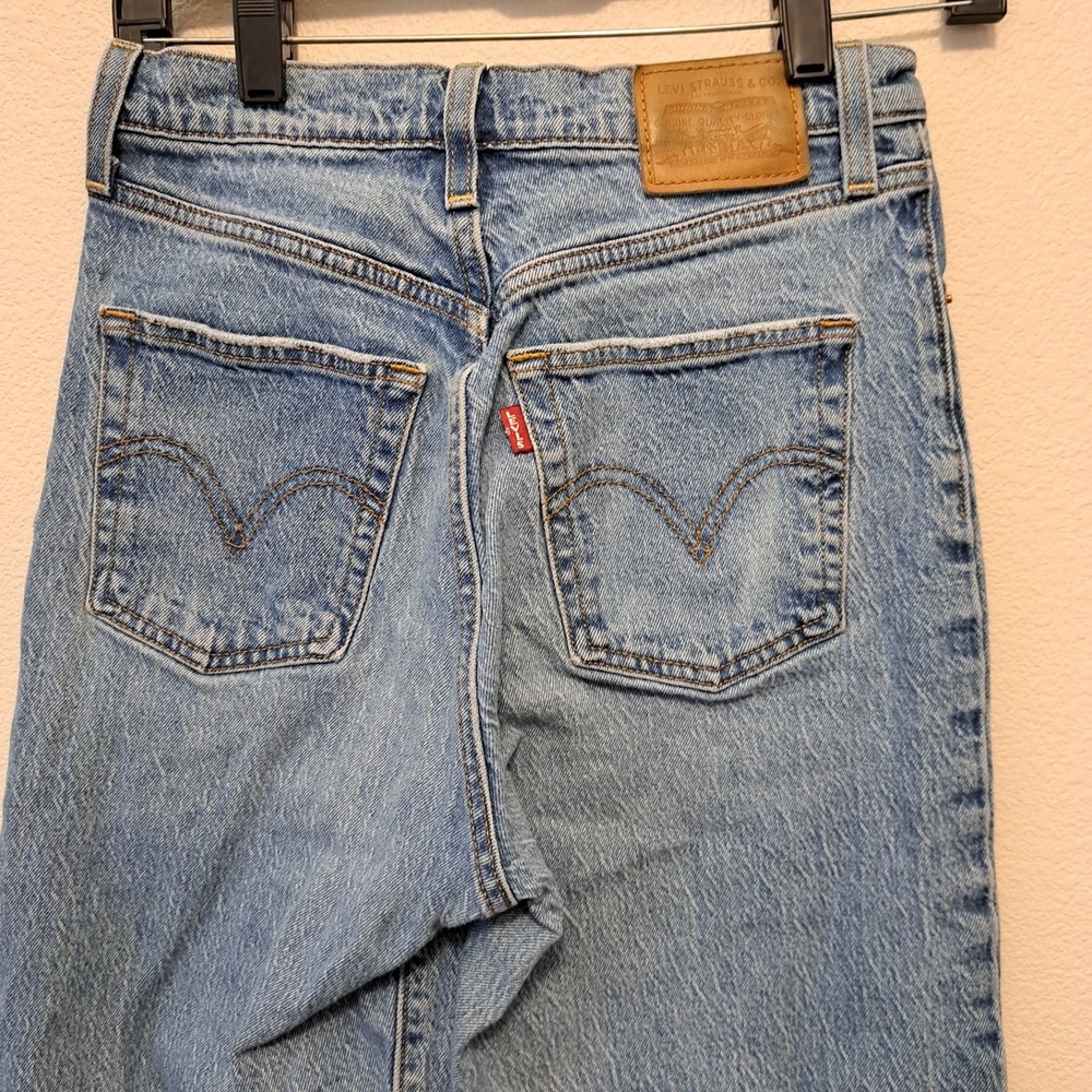 Levis Ribcage Straight Ankle Jeans Light Wash Blue High Rise Button Fly 26